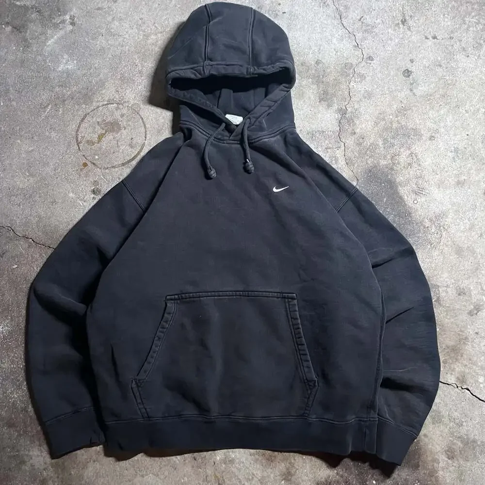 Vintage Black Nike Embroidered Mini Swoosh Pullover Hoodie